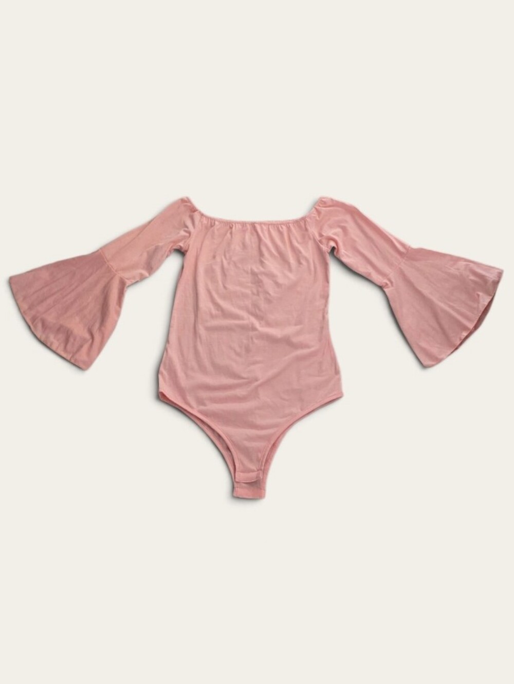 Pink Bodysuit Off The Shoulder Bell Sleeve All In One Small - Picture 2 of 7